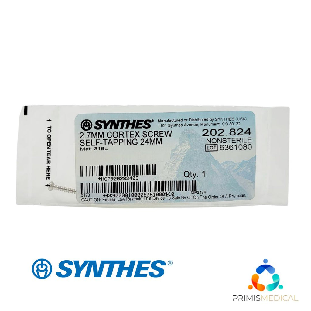 Synthes 202.824 2.7mm Cortex Screw Self-Tapping 24mm