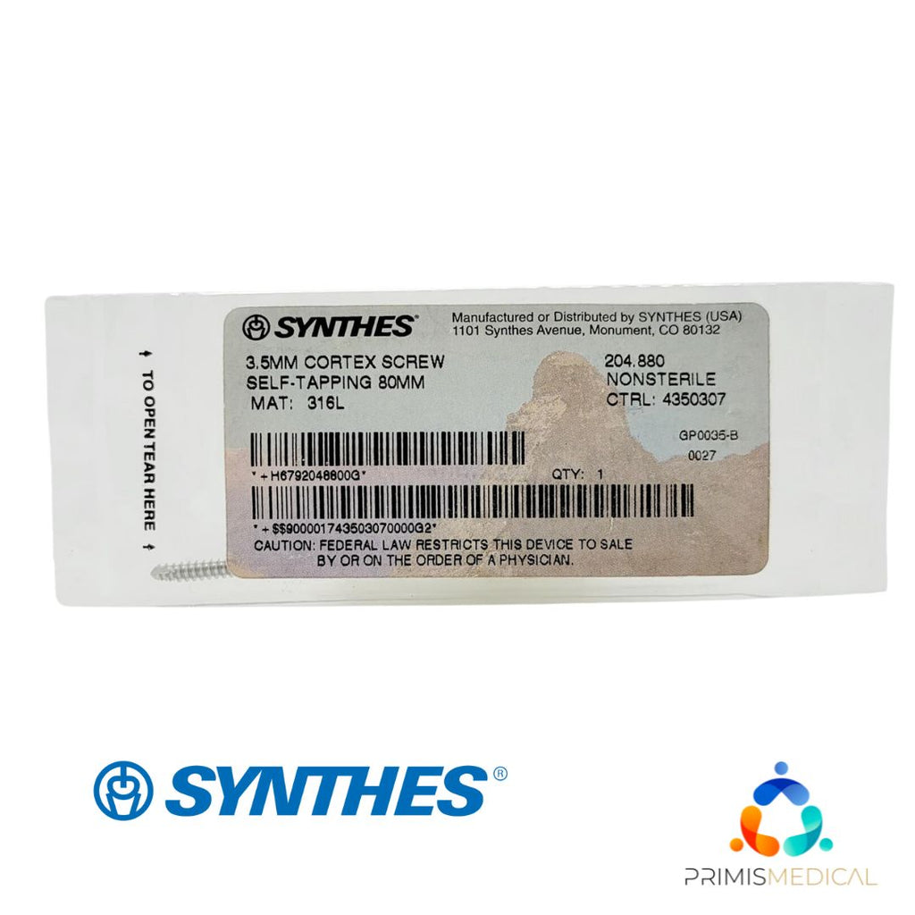 Synthes 204.880 3.5mm Cortex Screw Self-Tapping 80mm