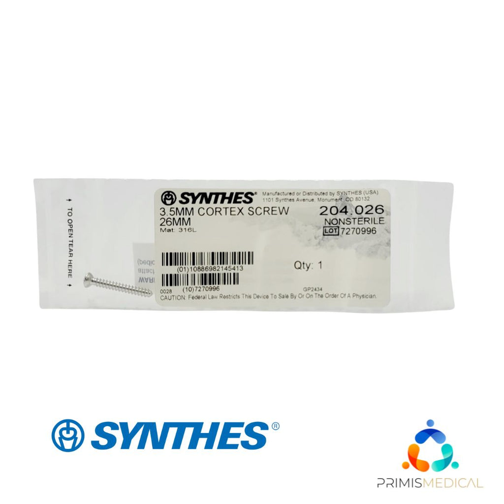 Synthes 204.026 3.5mm Cortex Screw 26mm
