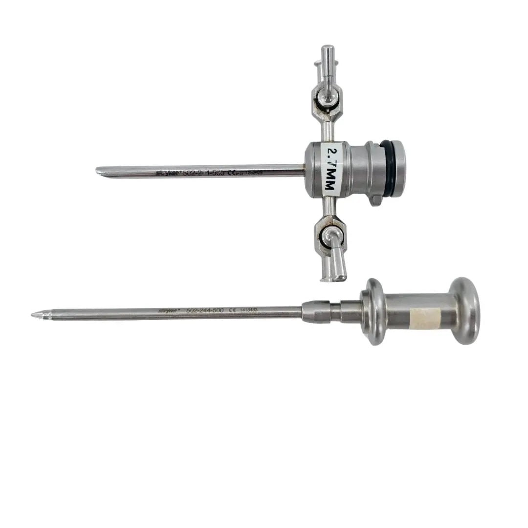 Stryker 502-244-560 4.0mm Cannula Dual Stopcocks w/ 502-244-500 Obturator 4-7/8" Stryker