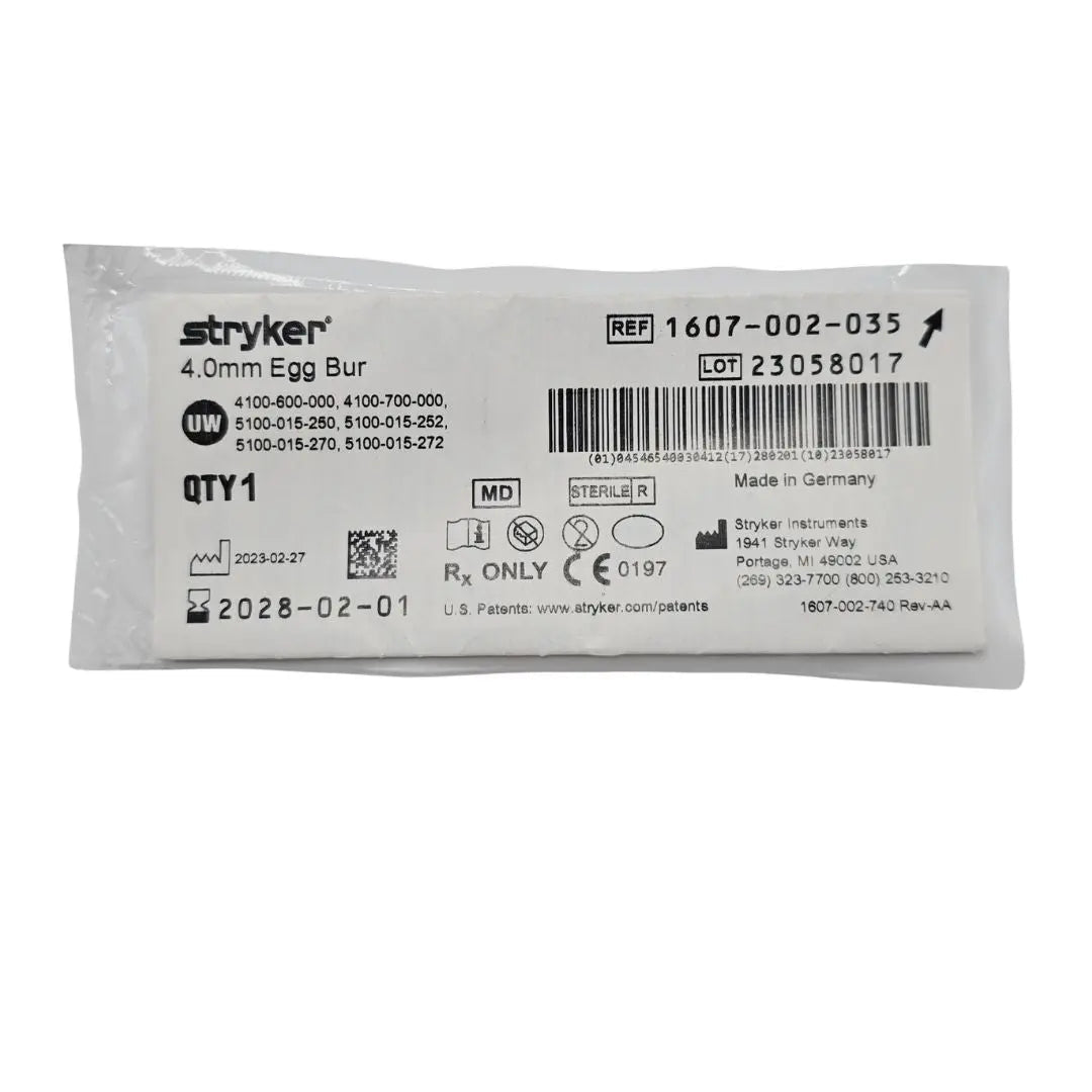 Stryker 1607-002-035 4.0mm Egg Bur Primis Medical