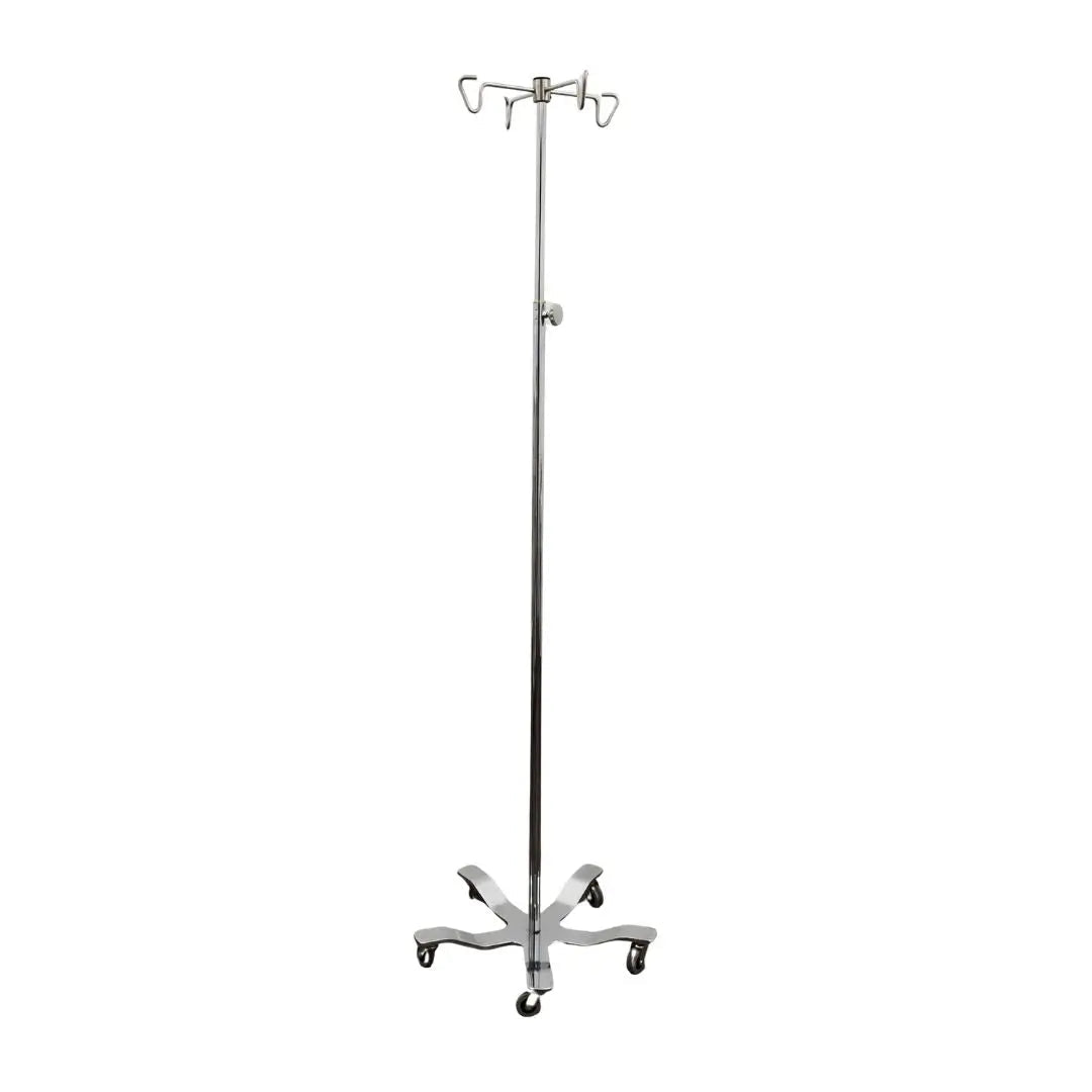 Stainless Steel IV Pole 5-Leg 2" Casters Primis Medical