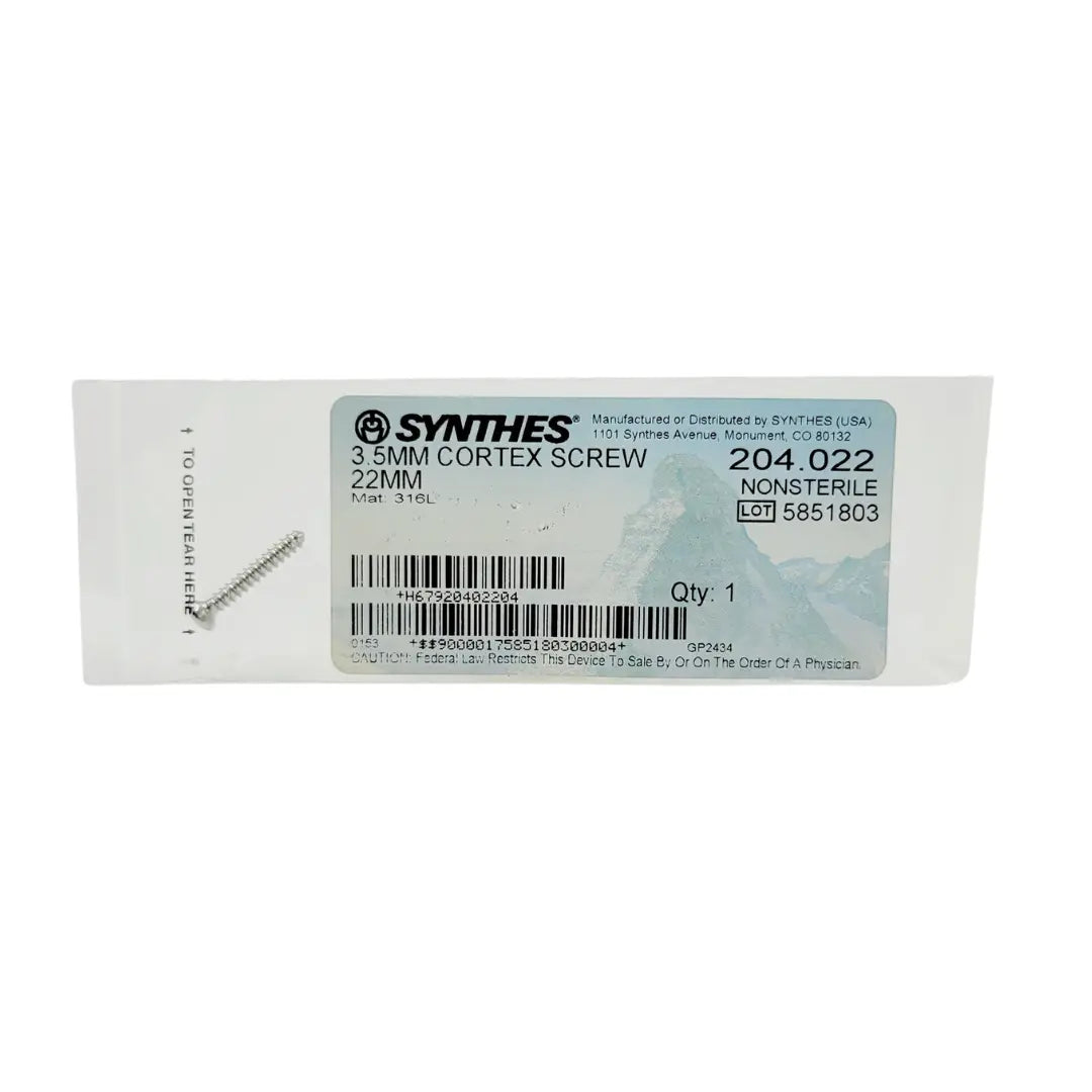Synthes 204.022 3.5mm Cortex Screw 22mm Synthes