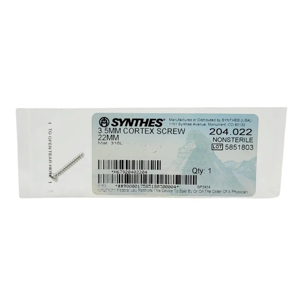 Synthes 204.022 3.5mm Cortex Screw 22mm Synthes
