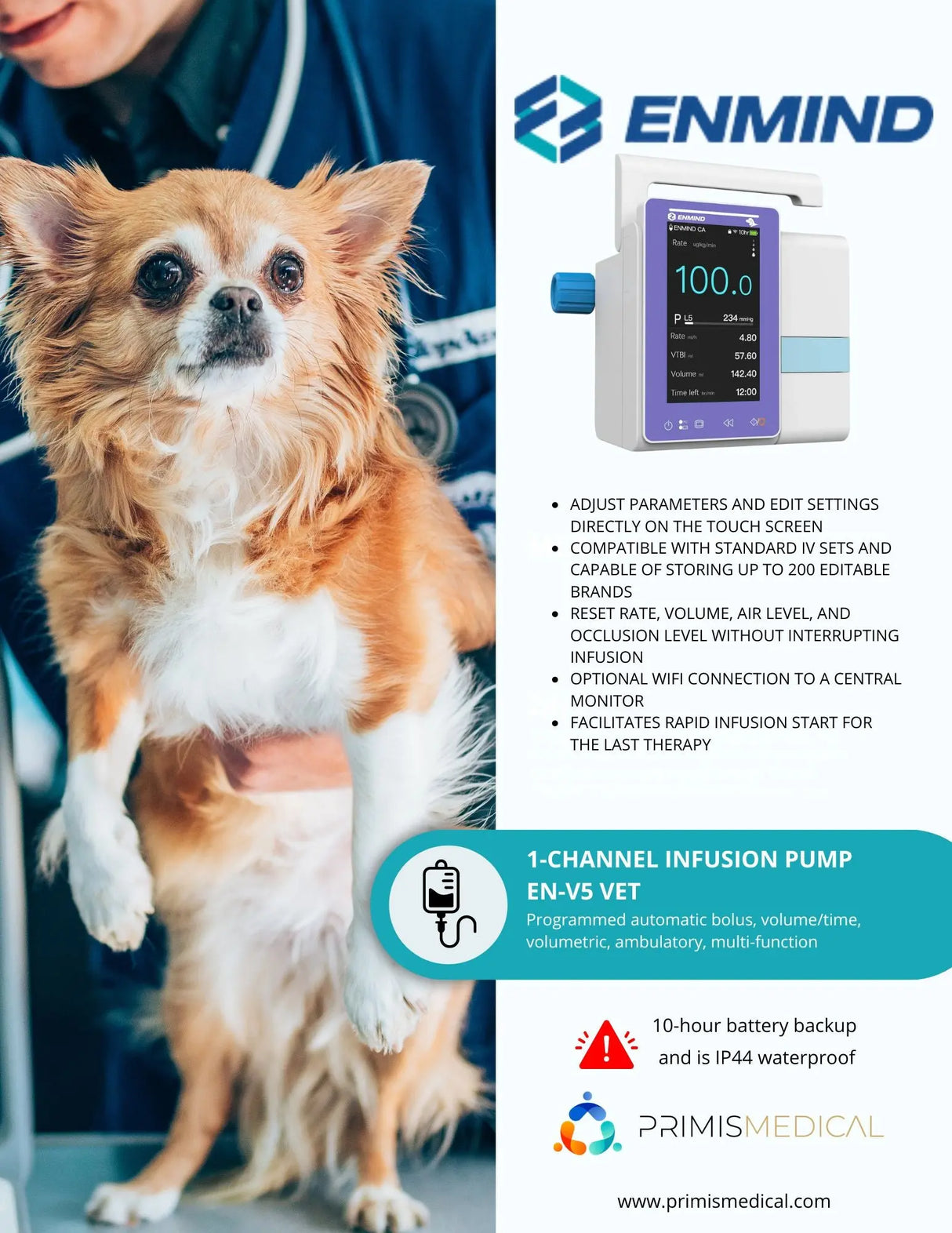 ENMIND EN-V5 Vet Veterinary Infusion Pump 4.3" Color Touch Screen Enmind