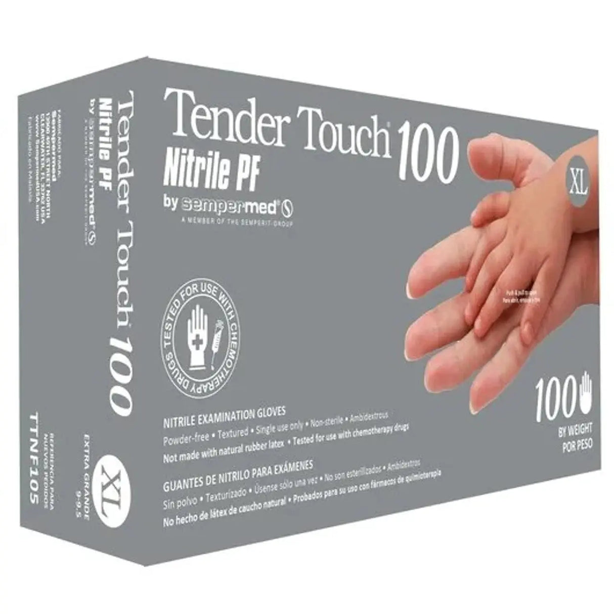 Sempermed Sempercare Tender Touch TTNF104 Nitrile Exam Gloves, Powder Free 100/bx Sempermed