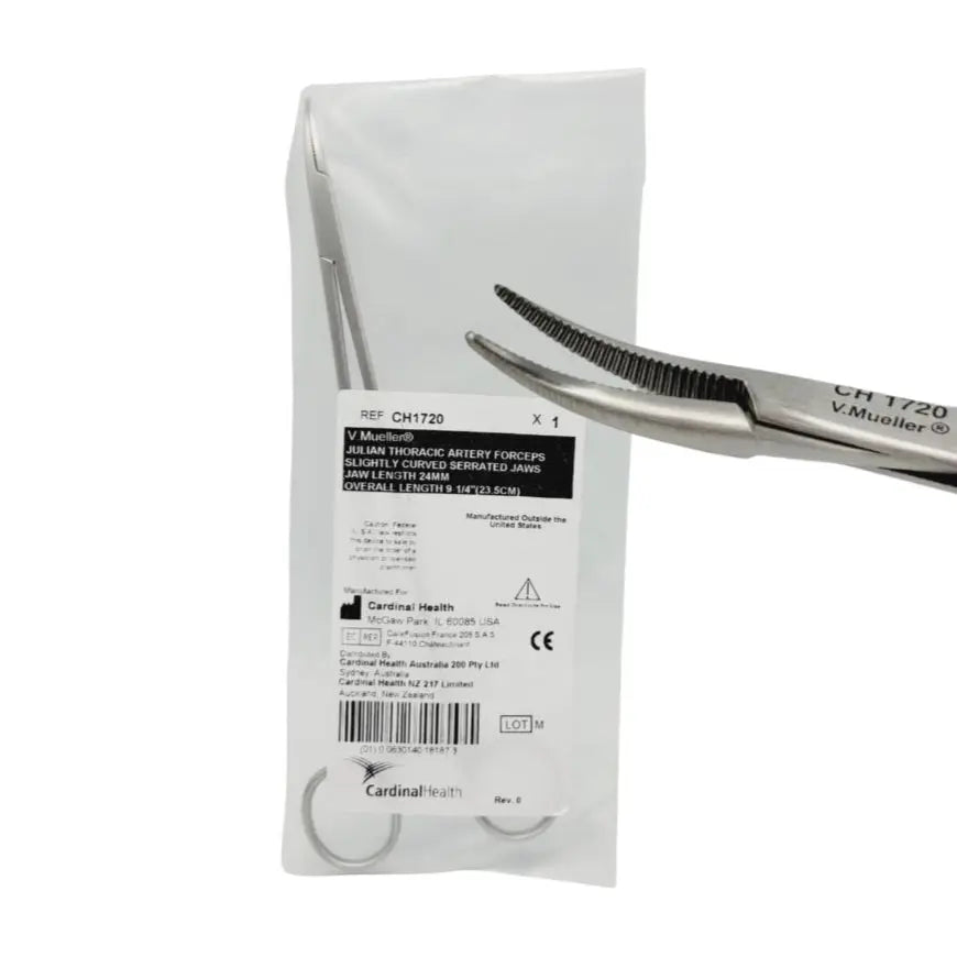 V. Mueller CH1720 Julian Thoracic Artery Forceps Slightly Curved Serrated V. Mueller