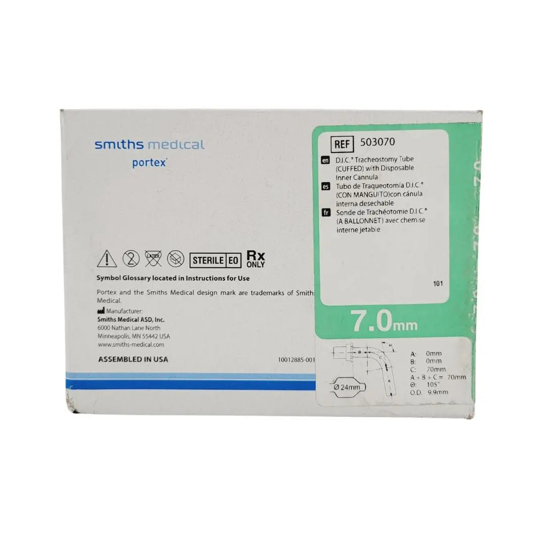 Smiths Medical 503070 D.I.C Tracheostomy Tube Cuffed w/ Disposable Inner Smiths Medical