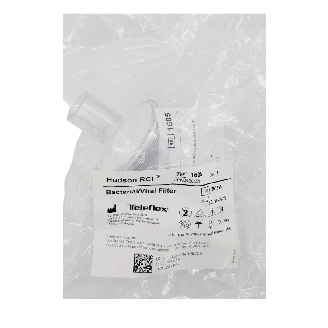Teleflex 1605 Hudson RCI Bacterial Viral Filter 22 mm ID x 15 mm ID/22mm BX/50 Teleflex