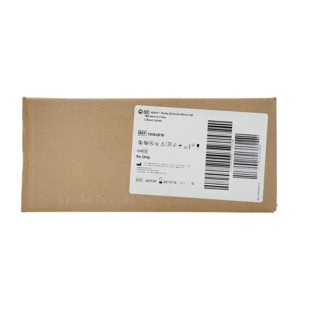 BD 10062818 Alaris Pump Infusion Blood Set 180 Micron 2 Blunt Spikes 10/Box BD