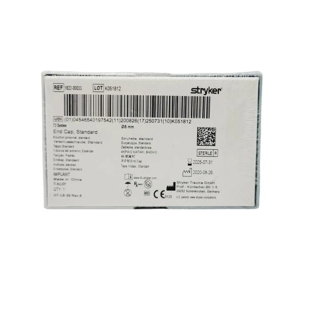 Stryker Trauma 1822-0003S T2 System End Cap Standard 08mm Stryker Trauma
