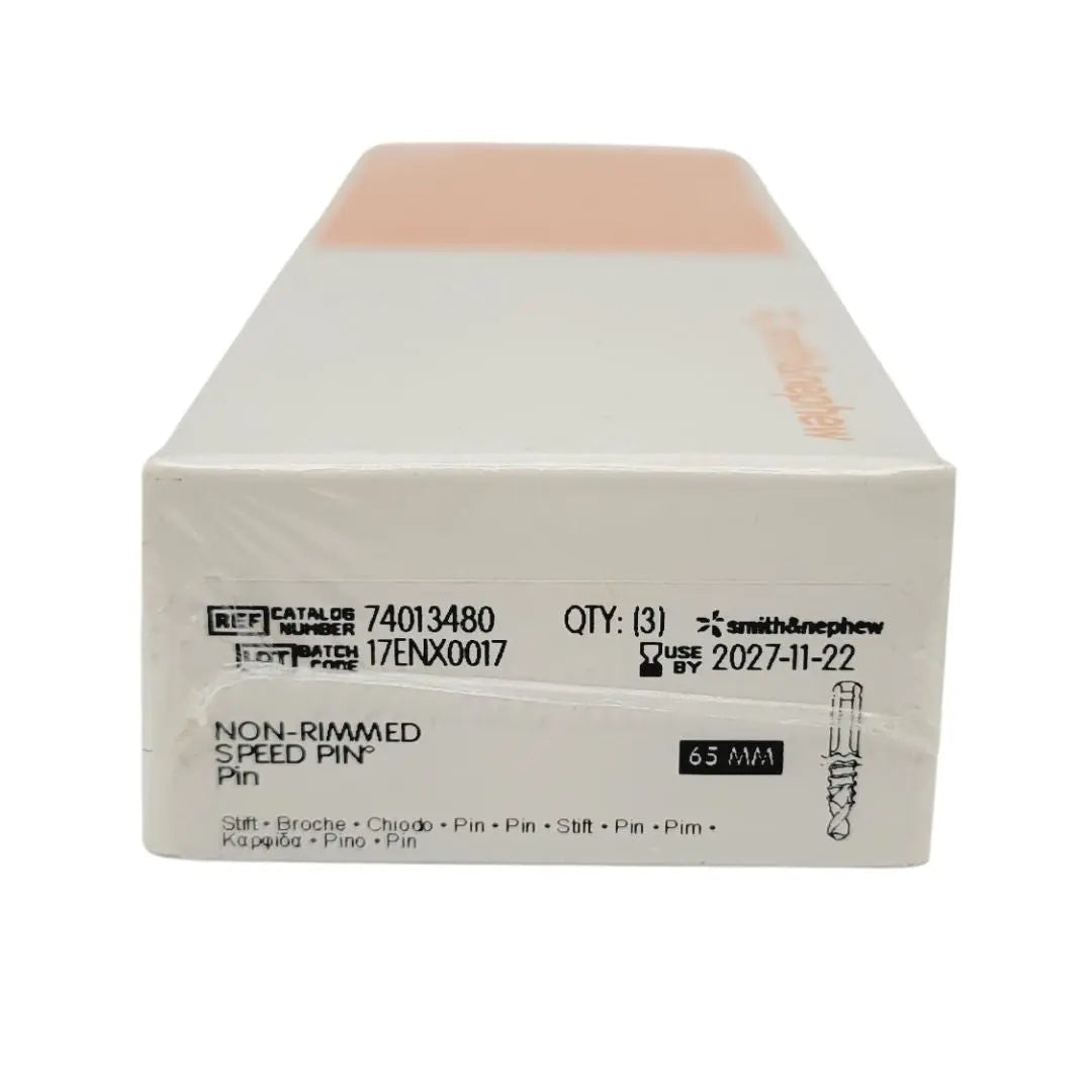 Smith & Nephew 74013480 Non-Rimmed Speed Pin 65mm Orthopedic Box of 3 Smith & Nephew, Inc.