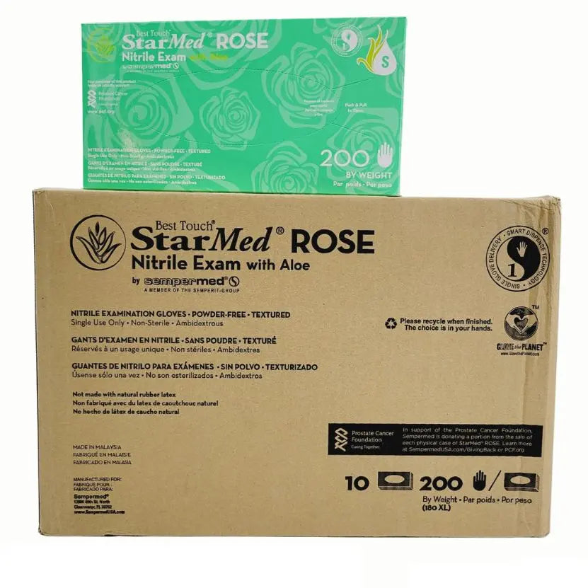 Sempermed SMNR202 Best Touch StarMed Rose Nitrile Examination Gloves Small CS/2000 Sempermed