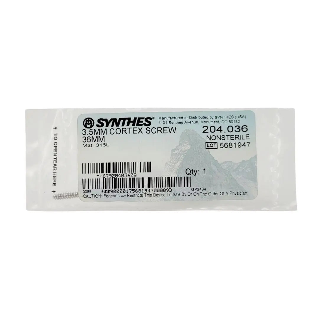 Synthes 204.036 3.5mm Cortex Screw 36mm Synthes