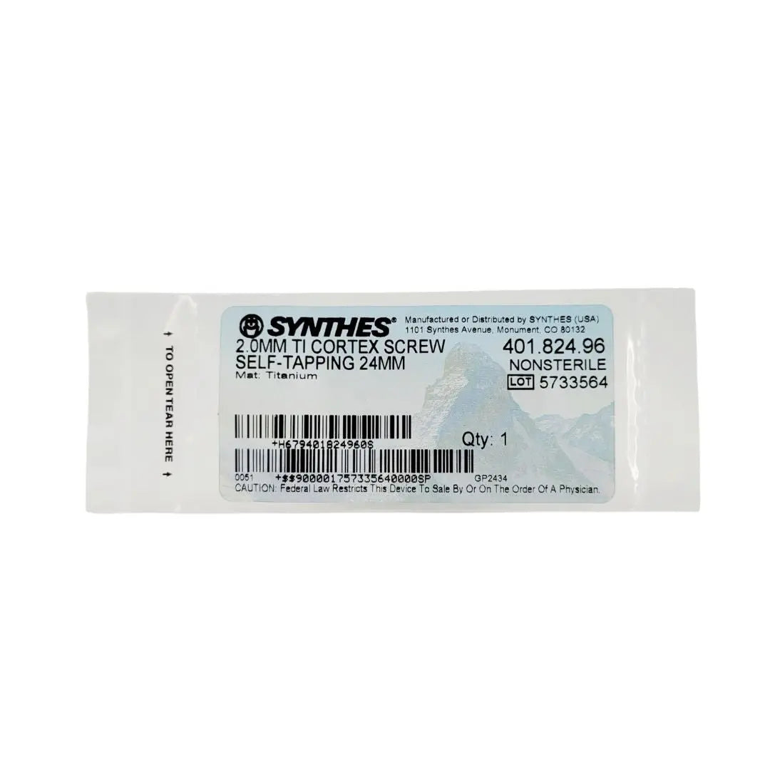 Synthes 401.824.96 2.0mm TI Cortex Screw Self-Tapping 24mm Synthes