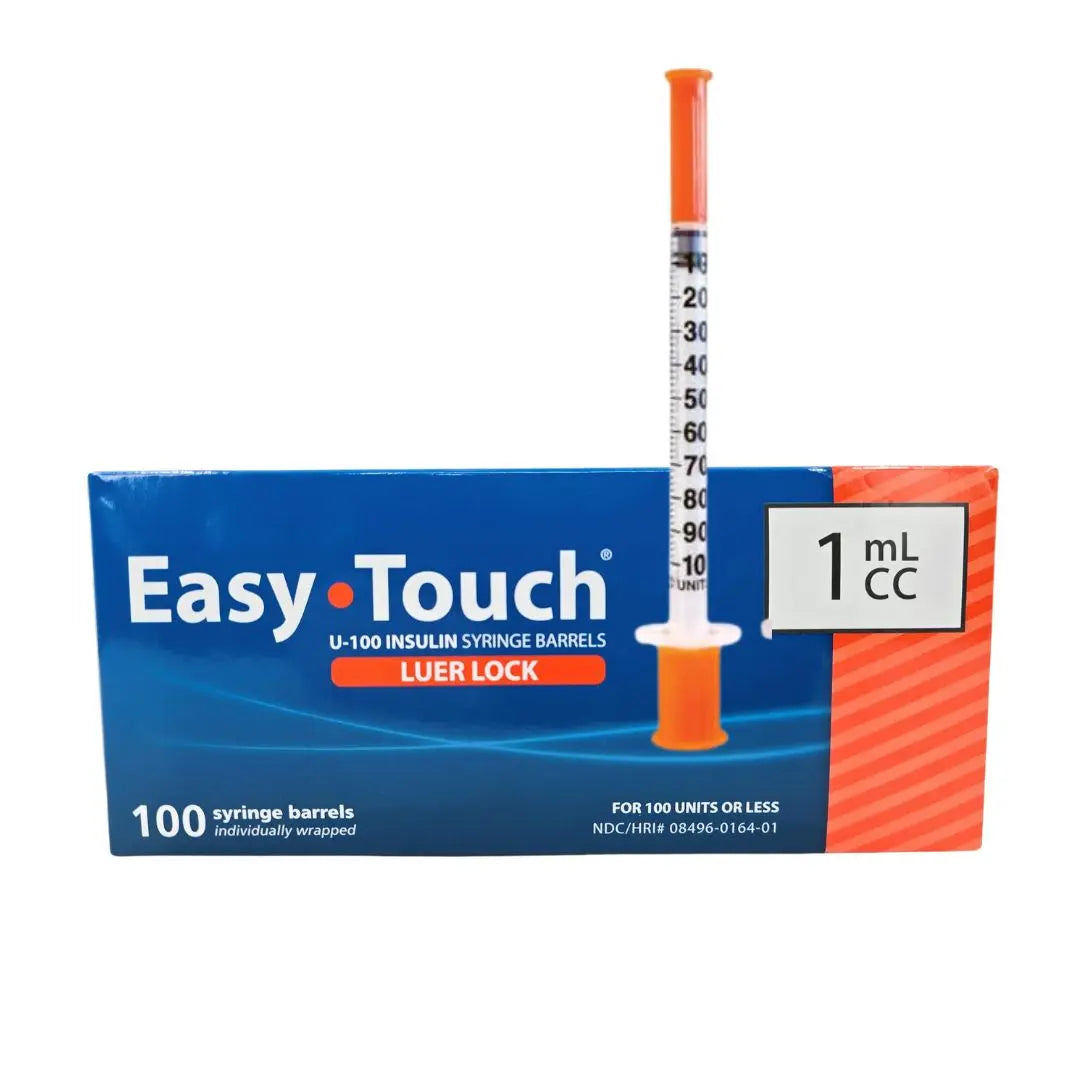 MHC 802015 Easy Touch 1ml U-100 Insulin Syringe Barrels w/ Luer Lock Box of 100 MHC