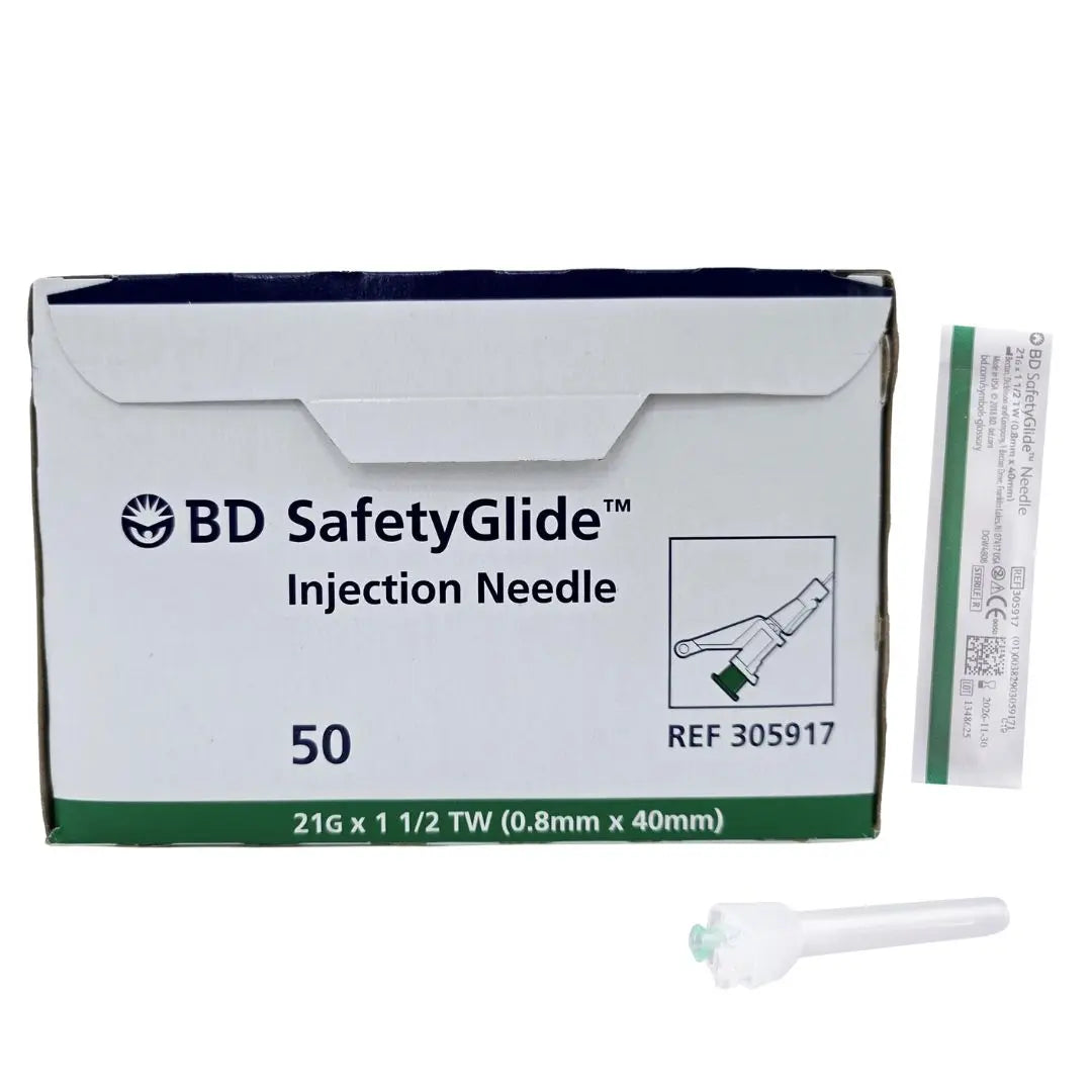 BD 305917 SafetyGlide Injection Needle 21G x 1-1/2 TW Box Of 50 BD