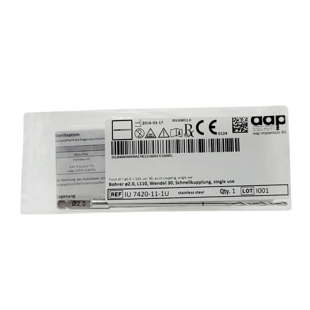 aap Implantate AG IU 7420-11-1U 2.0mm Twist Drill Quick Coupling 110cm aap Implantante