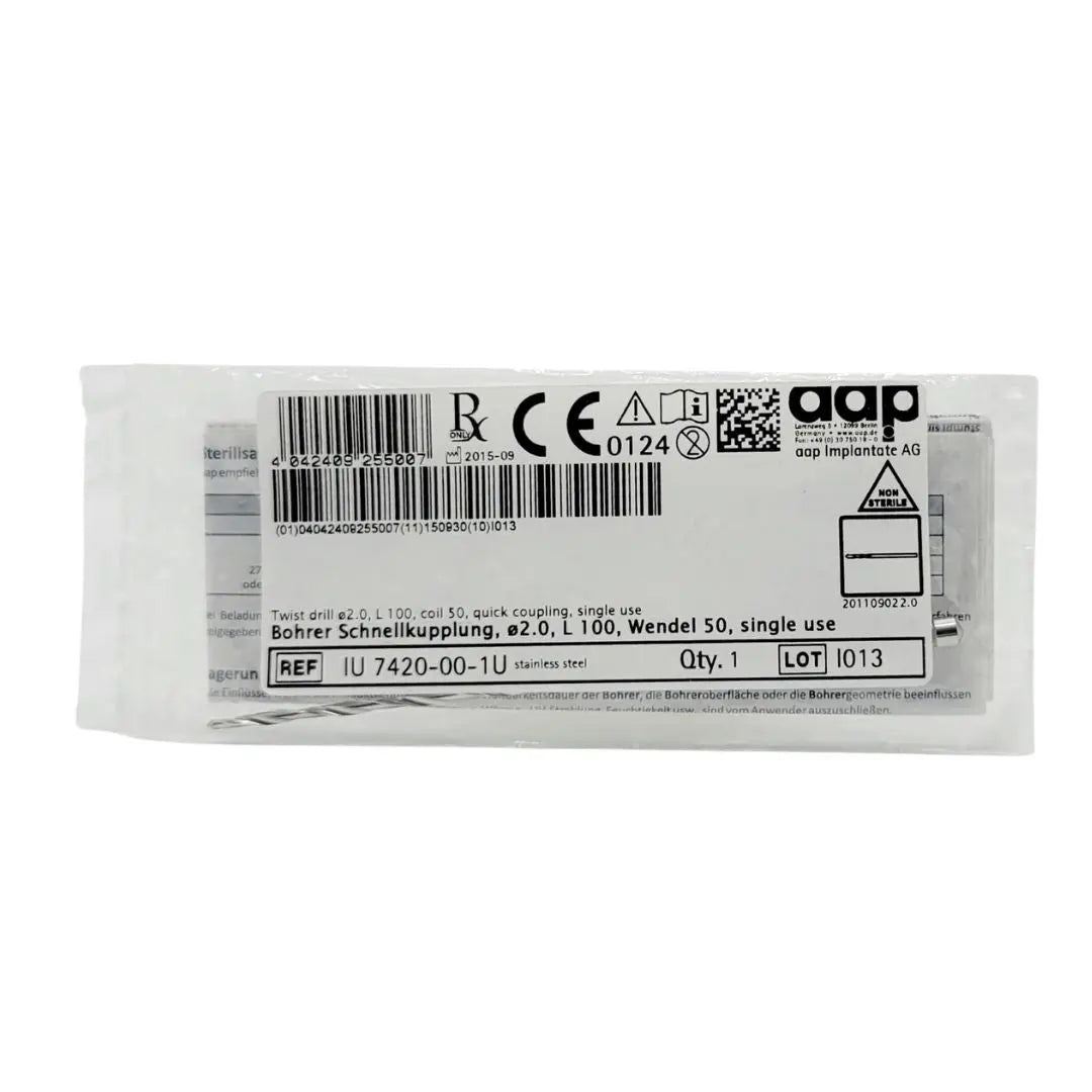 aap Implantate AG IU 7420-00-1U 2.0mm Twist Drill w/ Quick Coupling 4" aap Implantante