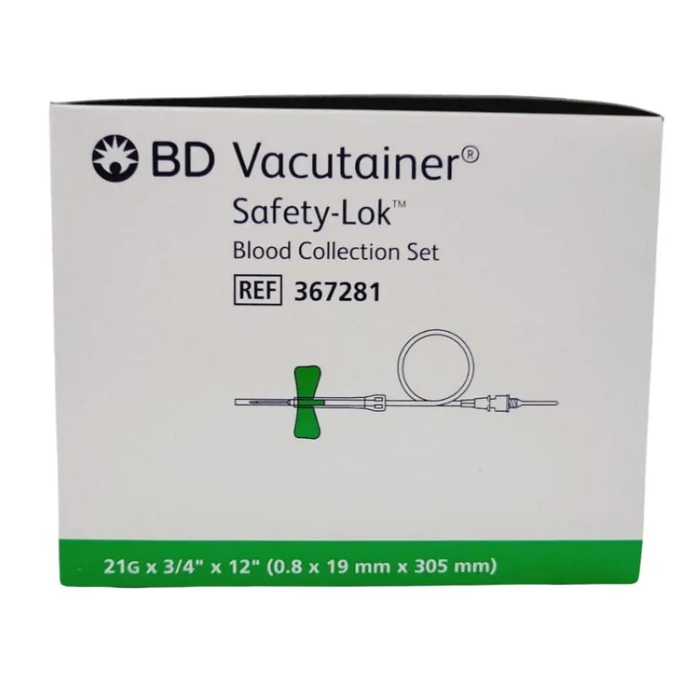 BD 367281 Vacutainer Safety-Lok Blood Collection Set 21G x 3/4" x 12" Box of 50 BD