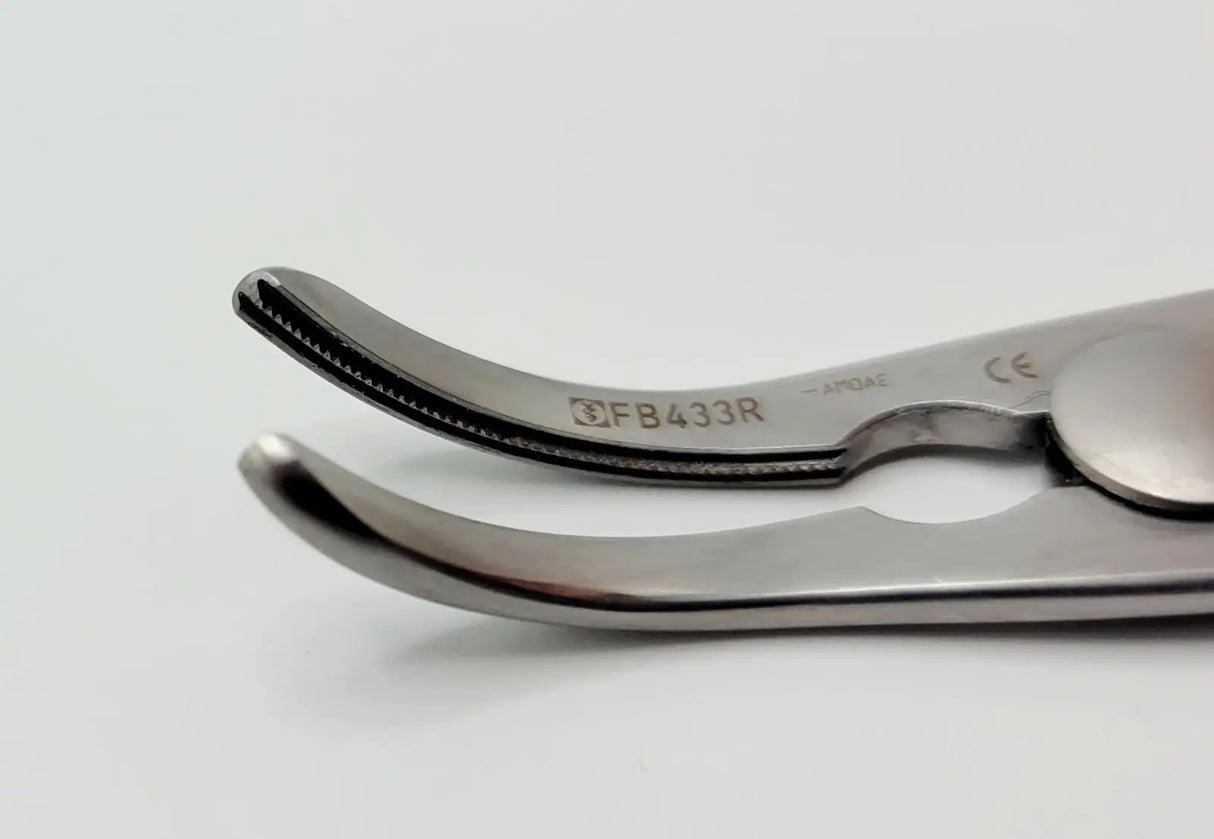 Aesculap FB433R Glover Atraumata Bulldog Clamp, Curved, 2-3/4" Aesculap