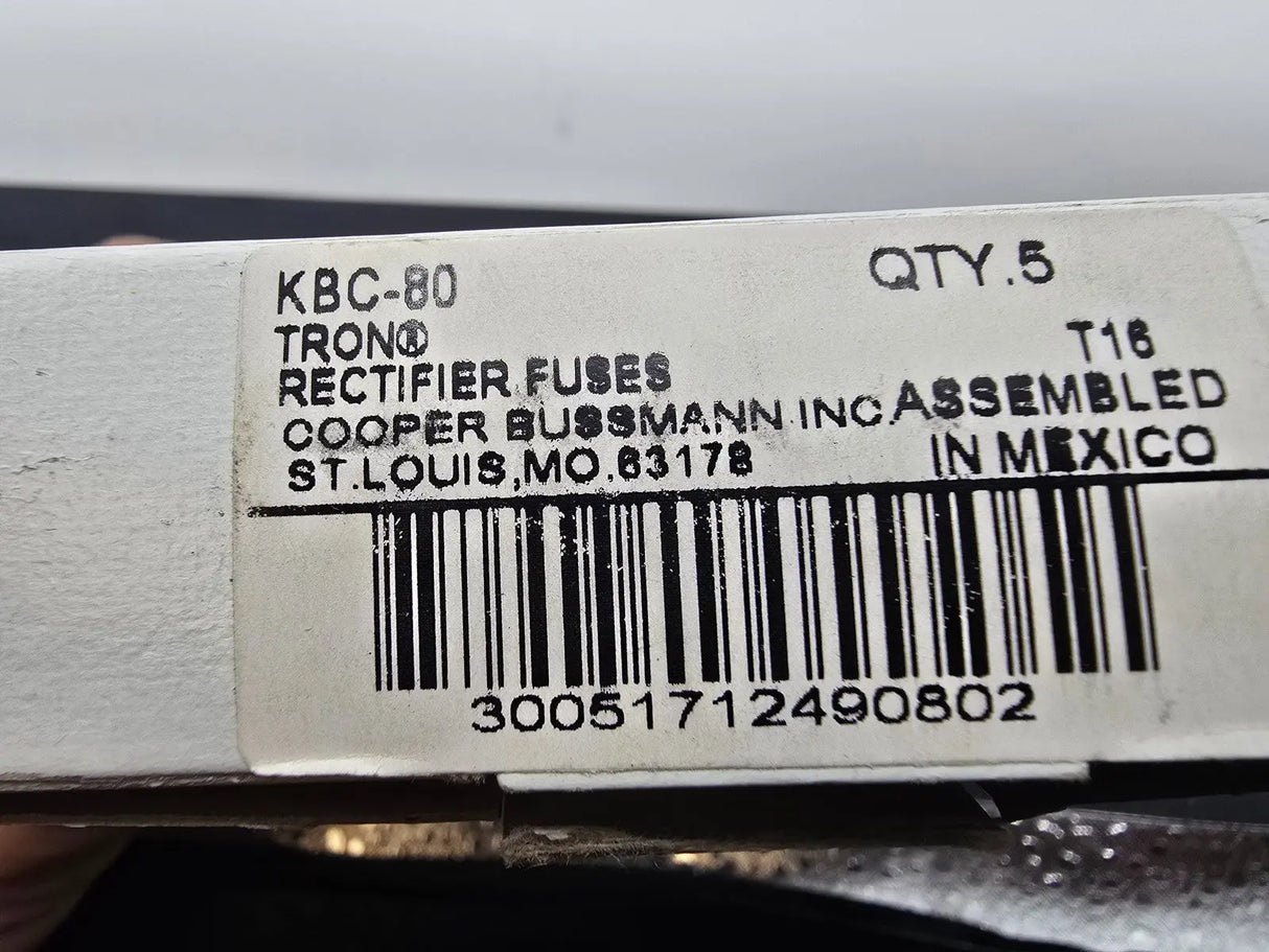 Cooper Bussmann KBC-80 Rectifier Fuse 600V AC 80A Bolt-Down Pack of 5 Cooper Bussmann