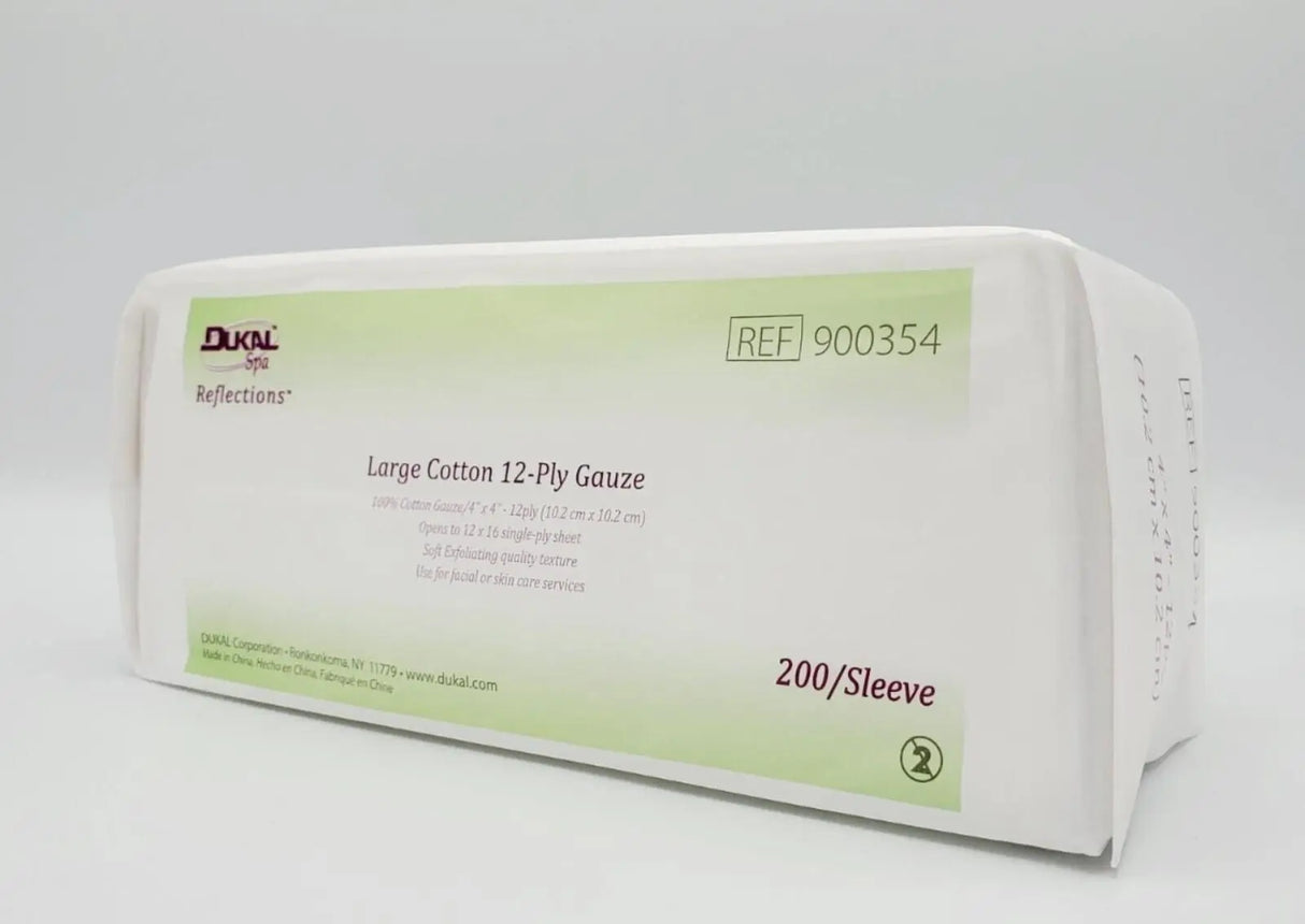 Dukal Esthetic Wipes 900354 Large Cotton 12-Ply Gauze 4" x 4" - Pack of 200 Dukal