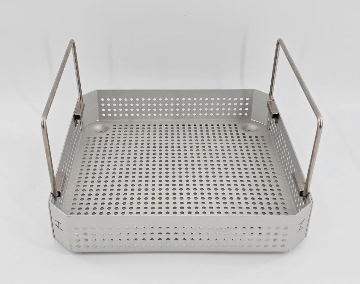 Small Square Surgical Instrument Sterilization Case with Handles 10 x 10 x 2 Primis Medical