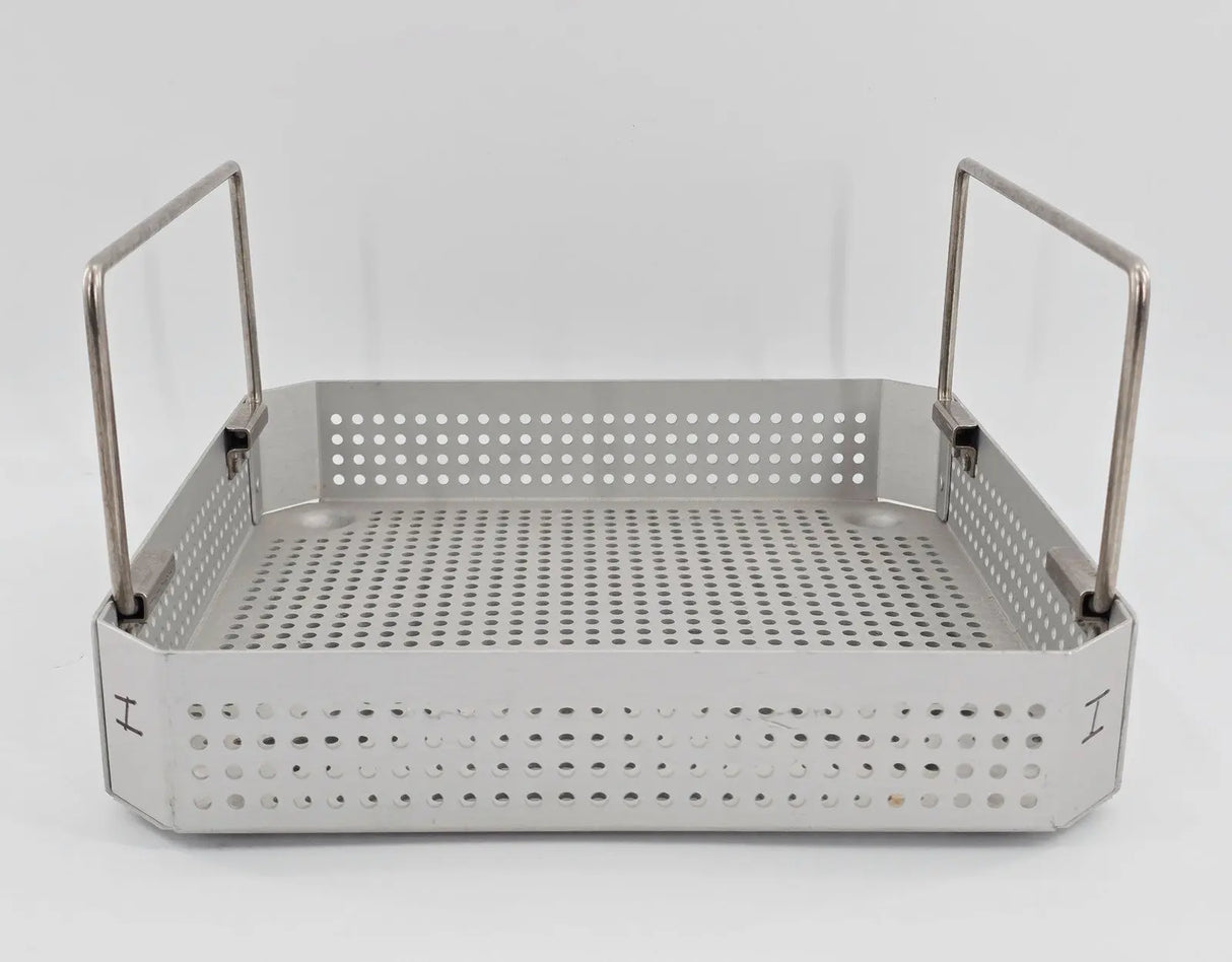Small Square Surgical Instrument Sterilization Case with Handles 10 x 10 x 2 Primis Medical