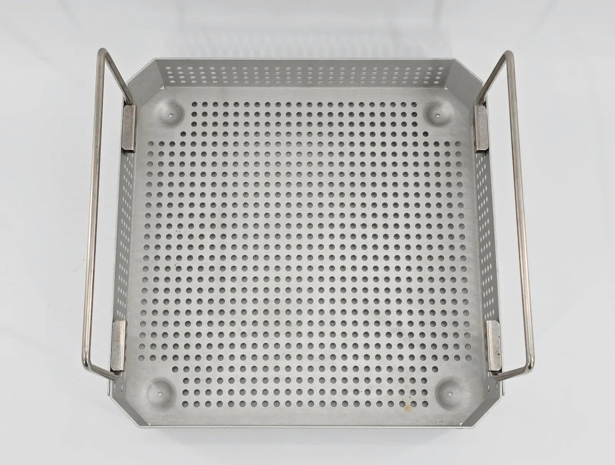 Small Square Surgical Instrument Sterilization Case with Handles 10 x 10 x 2 Primis Medical