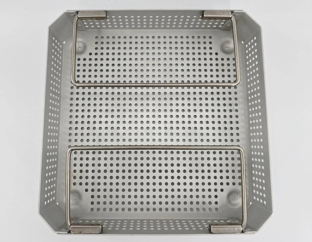 Small Square Surgical Instrument Sterilization Case with Handles 10 x 10 x 2 Primis Medical