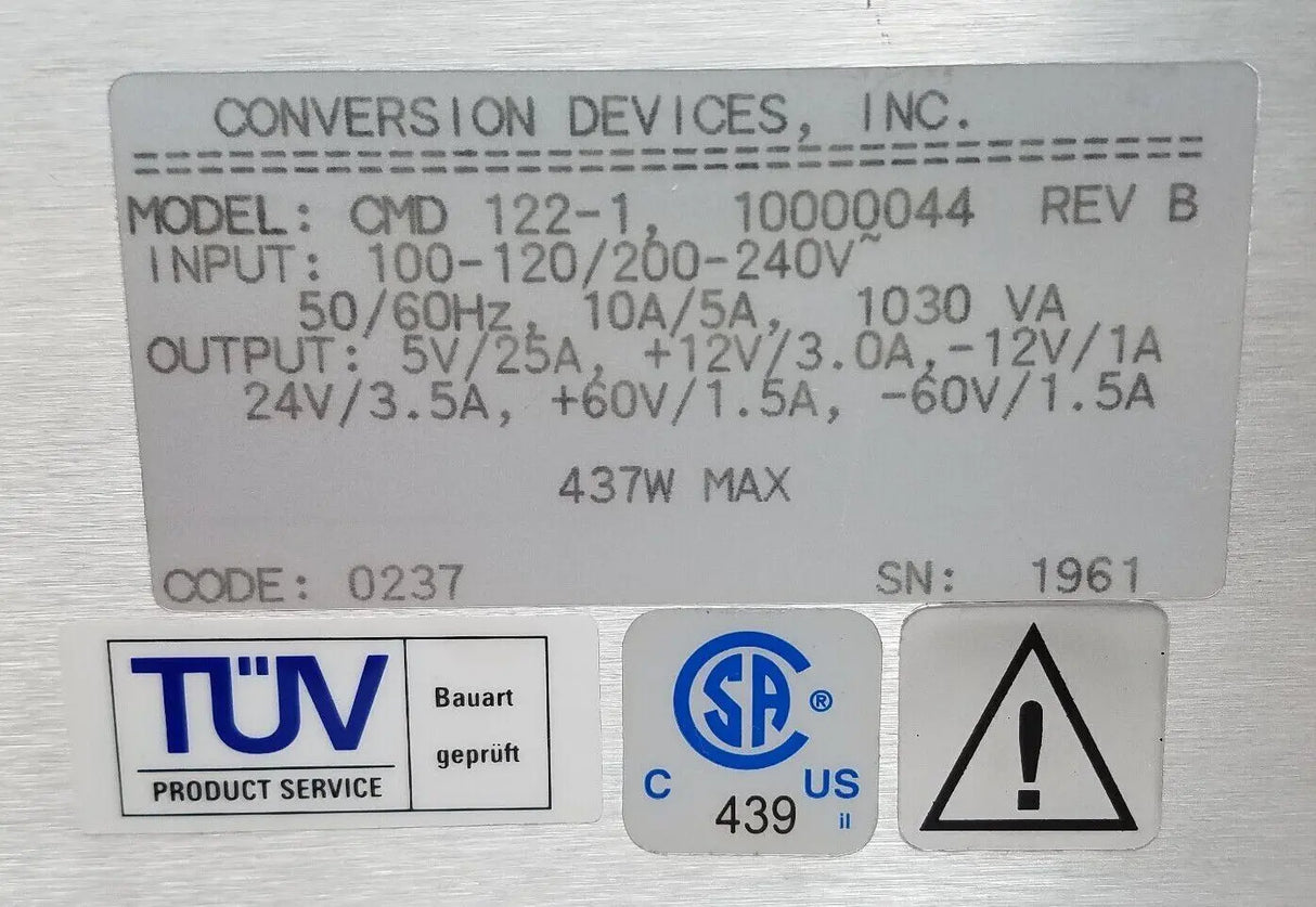 Sovereign Phaco Conversion Devices TUV CMD 122-1 Power Supply Conversion Devices