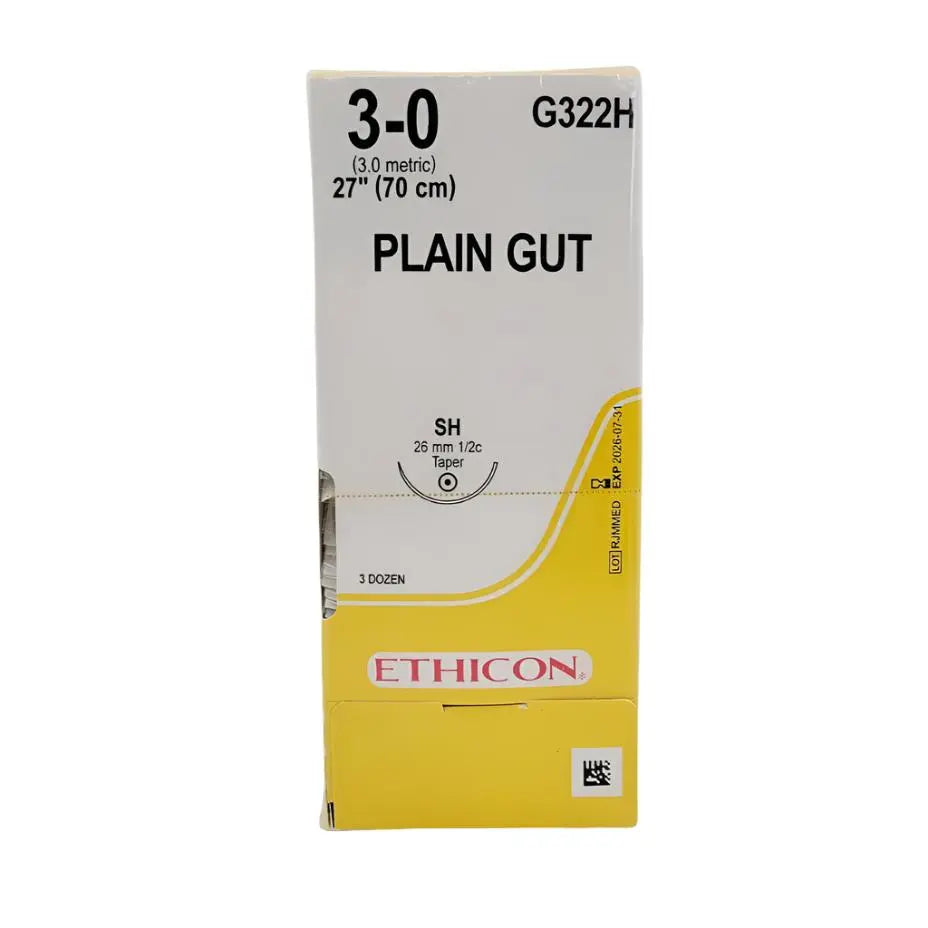 Ethicon G322H 3-0 Plain Gut Yellowish Tan 1 x 27" Box of 36 Ethicon