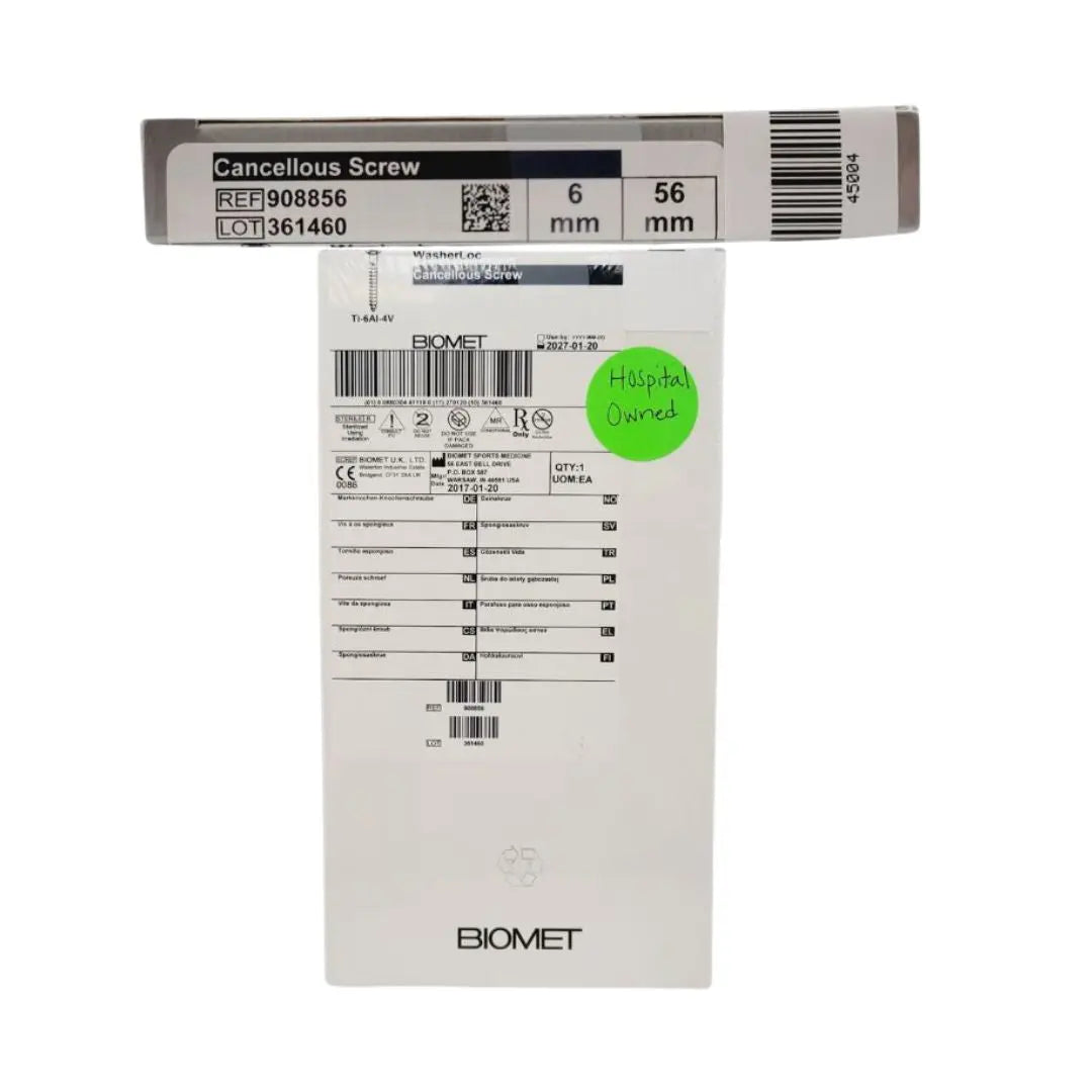 Biomet 908856 Ti-6AI-4V WasherLoc Cancellous Screw 6mm x 56mm Biomet