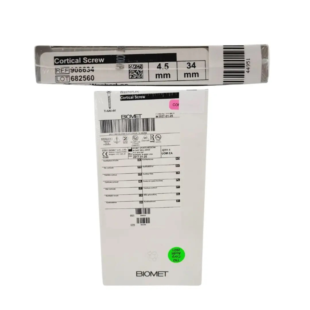 Biomet 908634 Ti-6AI-4V WasherLoc Cortical Screw 4.5mm x 34mm Biomet