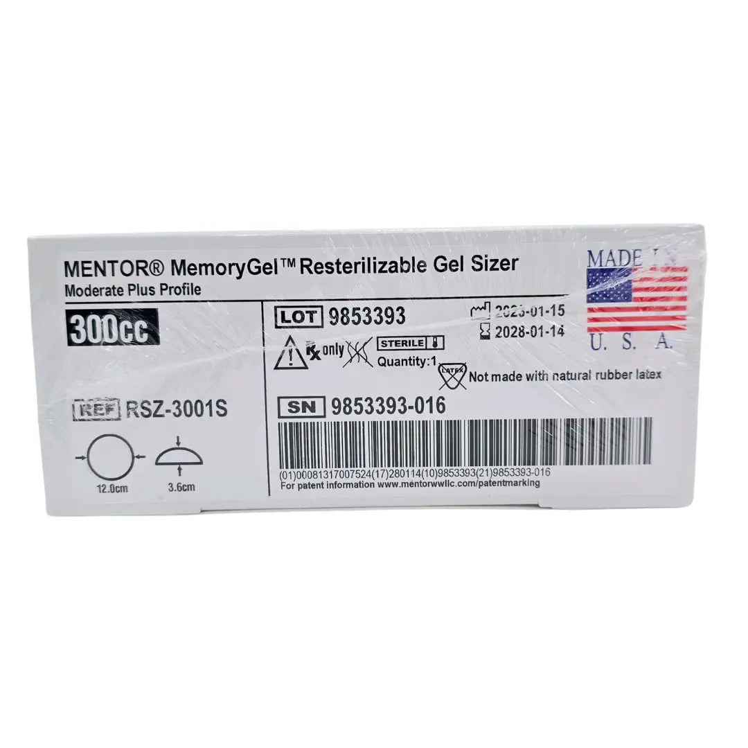 Mentor RSZ3001S MemoryGel Resterilizable Gel Sizer Moderate Plus Profile, M+ 300cc Mentor