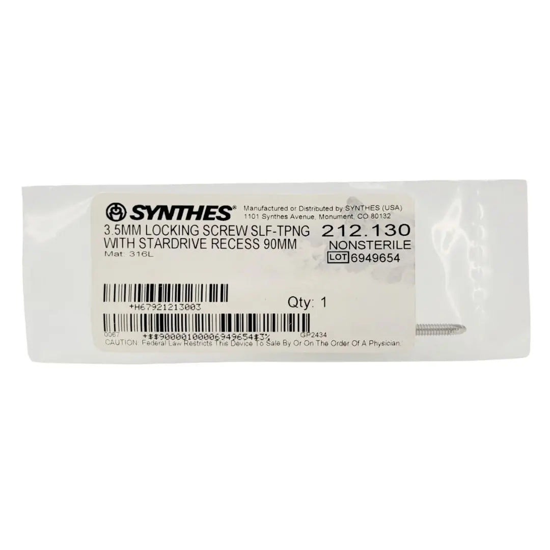 Synthes 212.130 3.5mm Locking Screw Self-Tapping w/ Stardrive Recess 90mm Synthes