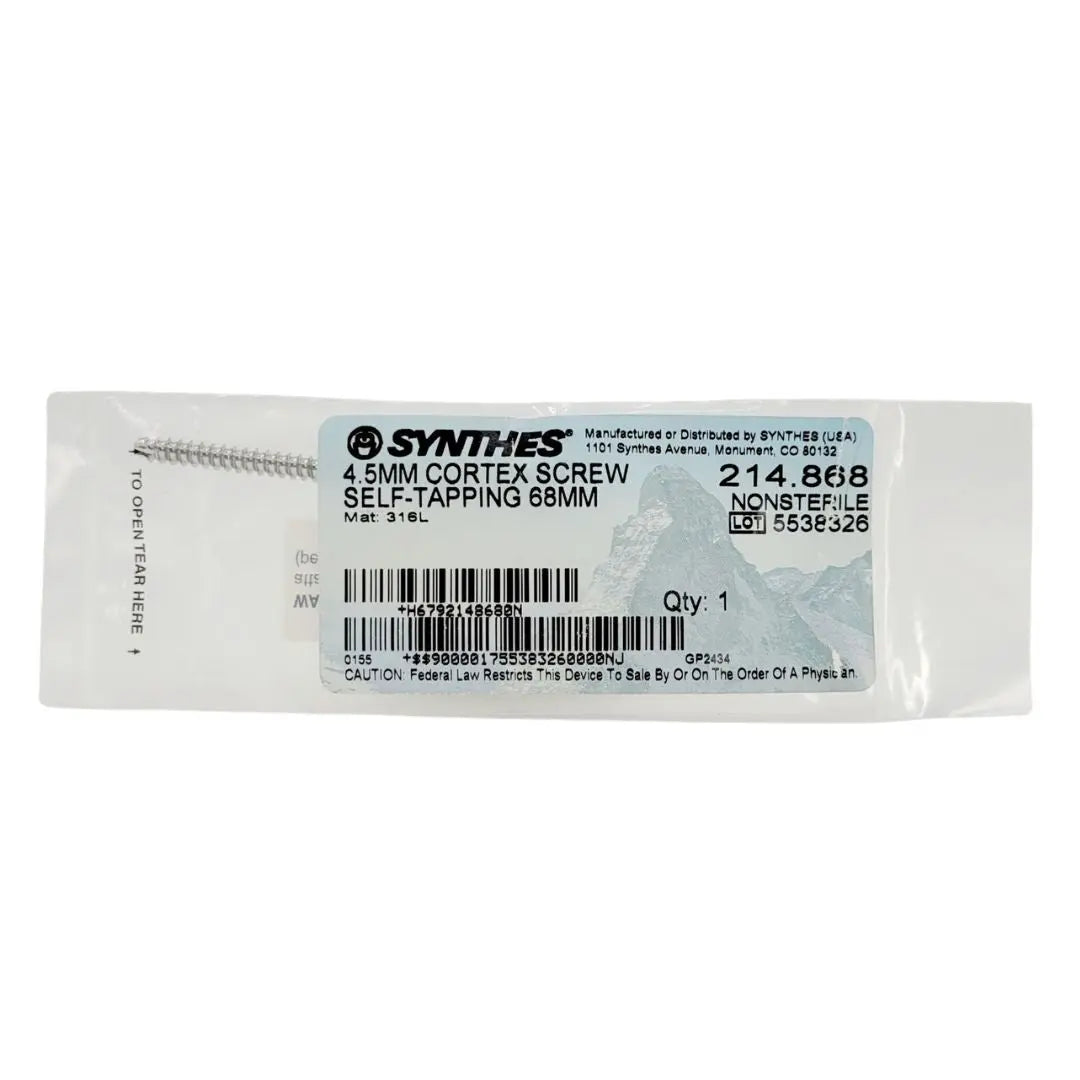 Synthes 214.868 4.5mm Cortex Screw Self-Tapping 68mm Synthes