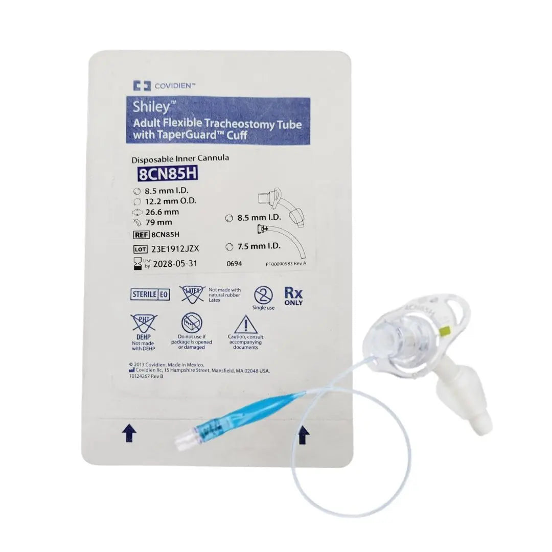Covidien 8CN85H Shiley 8.5mm Adult Flexible Tracheostomy Tube w/ TaperGuard Cuff Covidien