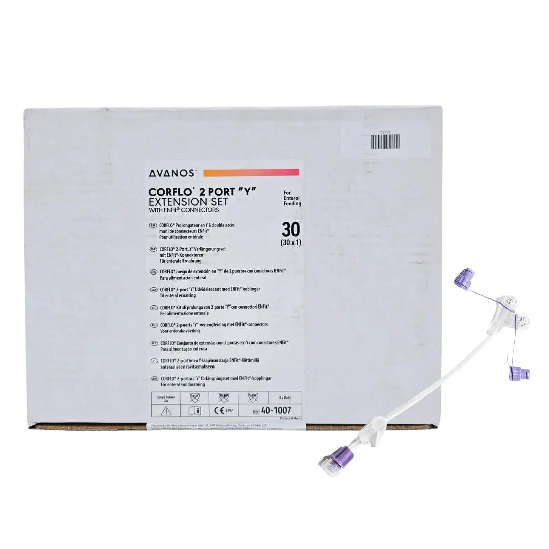 Avanos 40-1007 2 Port "Y" Extension Set w/ ENFit Connectors Single-Use Box Of 30 Avanos