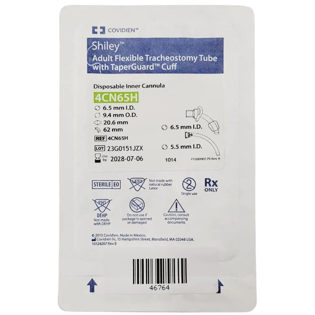 Covidien 4CN65H Adult Flexible Tracheostomy Tube w/ Taperguard Cuff Covidien