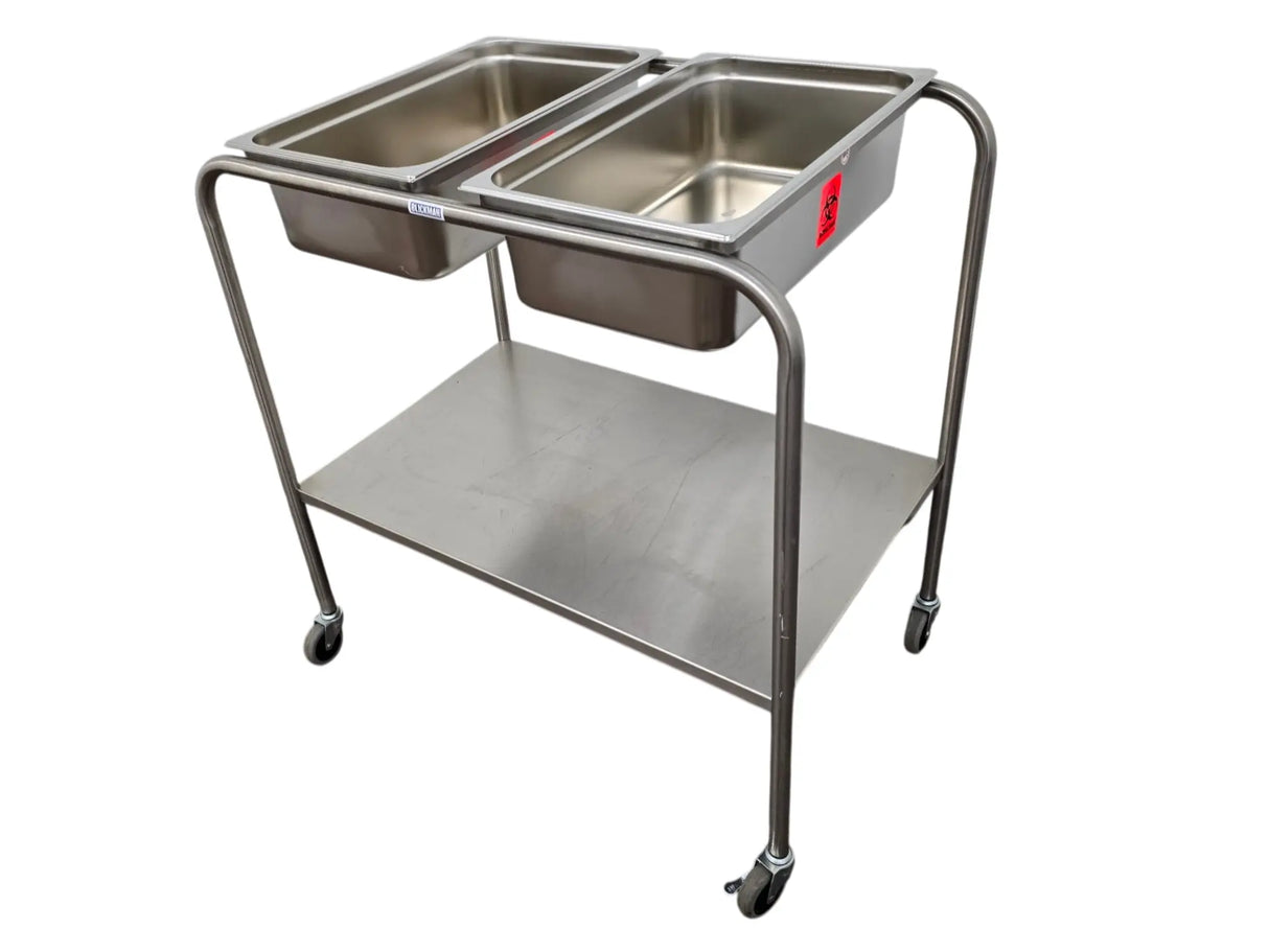 Blickman 7808SSC Stainless Steel Dual Basin Instrument Cart w/ Baskets and Pans Primis Medical