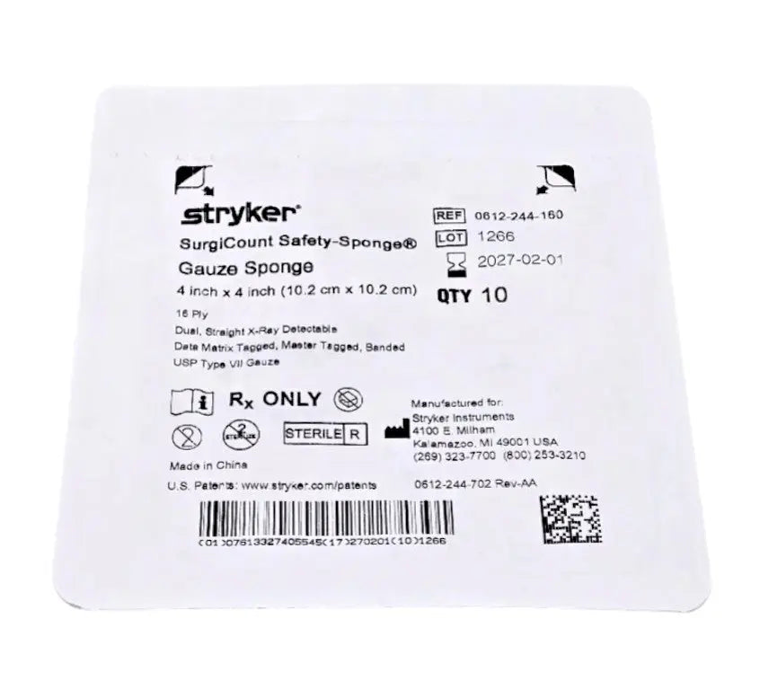 Stryker 0612244160 Sterile Gauze Sponge Medical Surgical Dressing 4"x4" Stryker