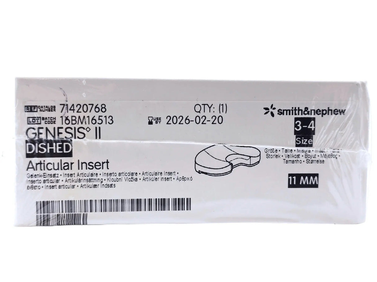 Smith & Nephew 71420768 Genesis II 11mm Dished Articular Insert Size 3-4 Smith & Nephew, Inc.