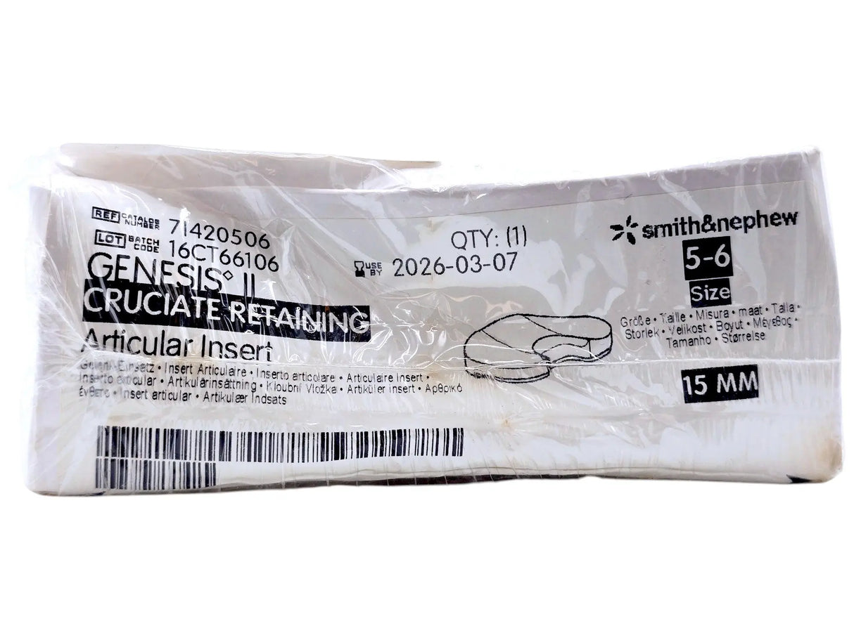 Smith & Nephew 71420506 Genesis II 15mm Cruciate Retaining Articular Insert Size 5-6 Smith & Nephew, Inc.