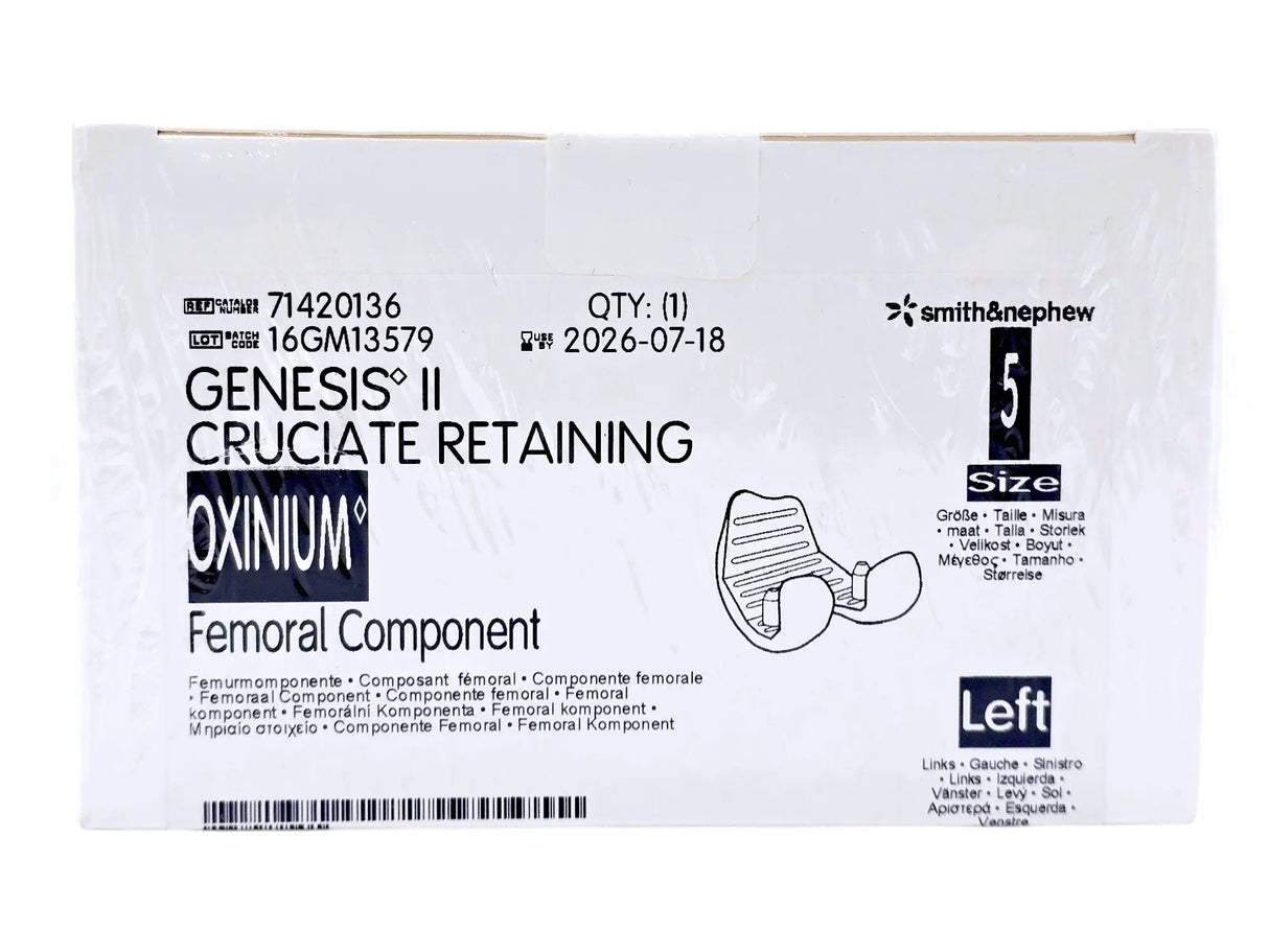 Smith & Nephew 71420136 Genesis II Left Oxinium Femoral Size 5 Smith & Nephew, Inc.