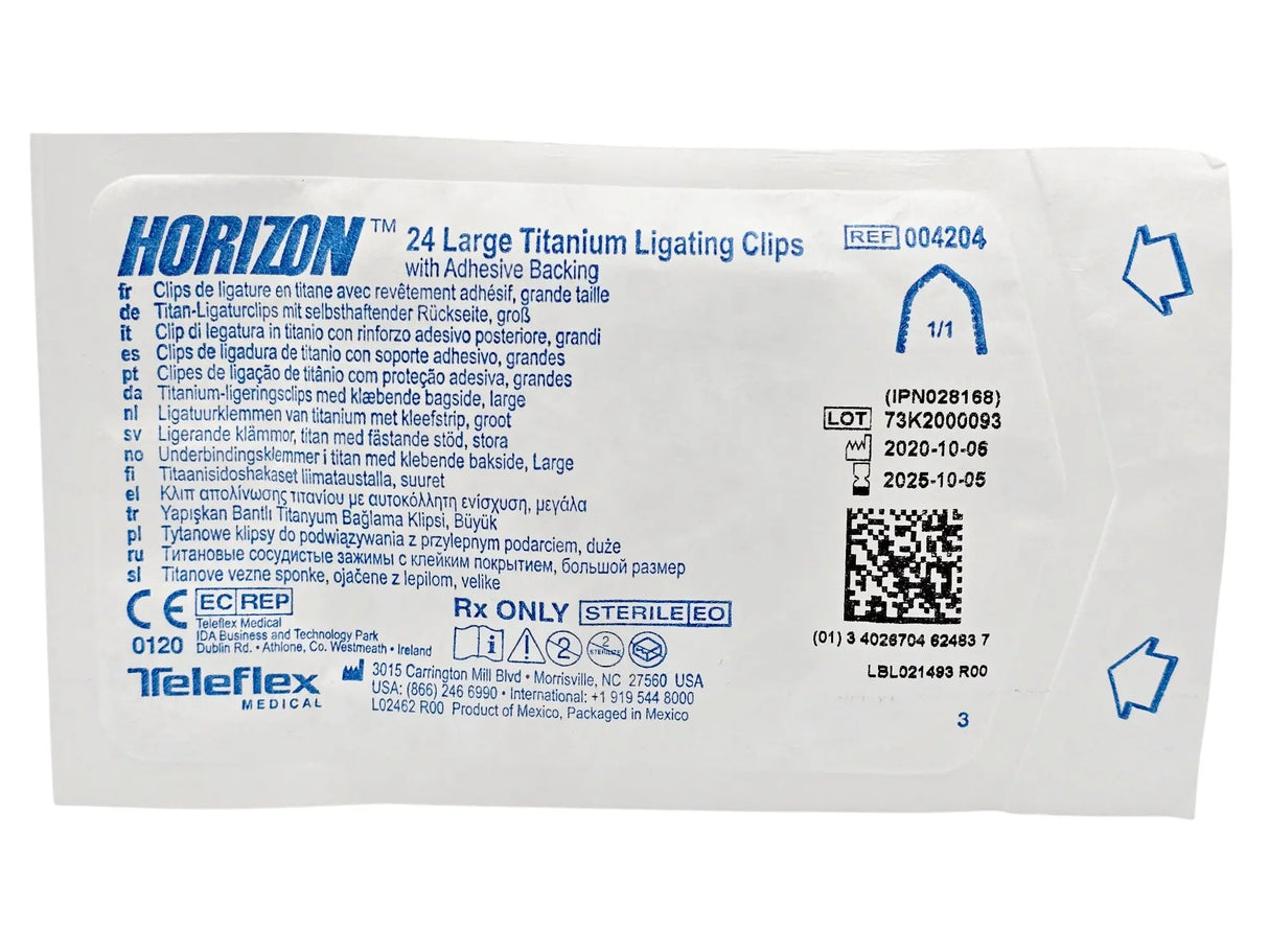 Weck Horizon 004204 Titanium Ligating Clips 24 Clips Large Sterile Weck