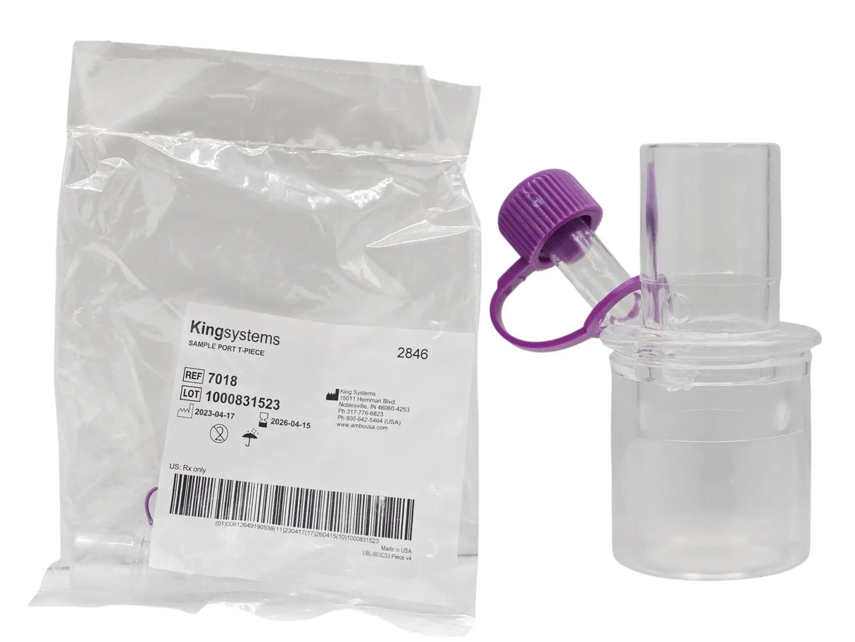 King Systems 7018 Sample Port T-Piece Anesthesia Breathing Circuit Connector King Systems
