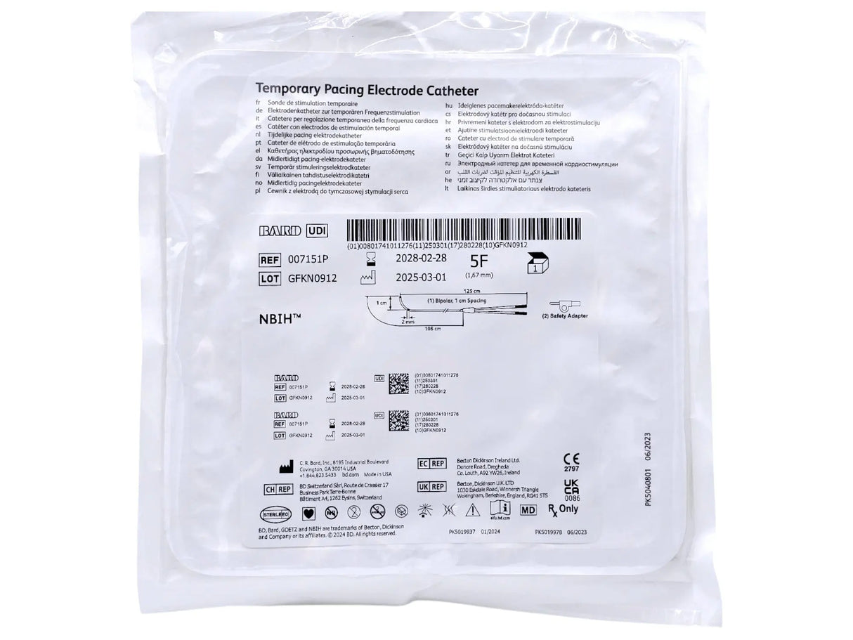 Bard 007151P NBIH Bipolar Temporary Pacing Electrode Single Use Sterile 5F Primis Medical