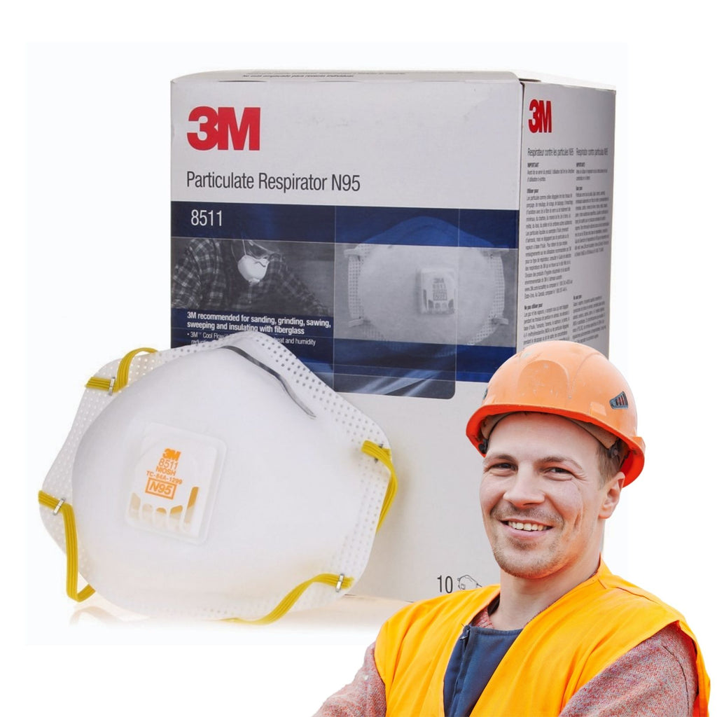3M 8511 N95 Face Mask NIOSH Approved Particulate Respirator w/ Valve - Box of 10